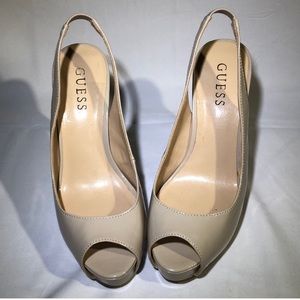 Guess Nude Slingback Stilettos peep toe Size 7